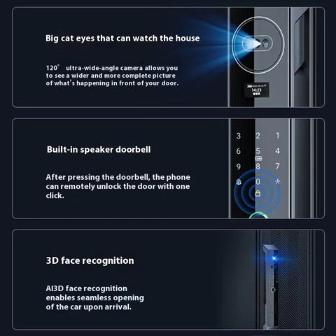 3D Face Recognition Automatic Fingerprint Lock Password Lock Peephole Viewer Smart Lock